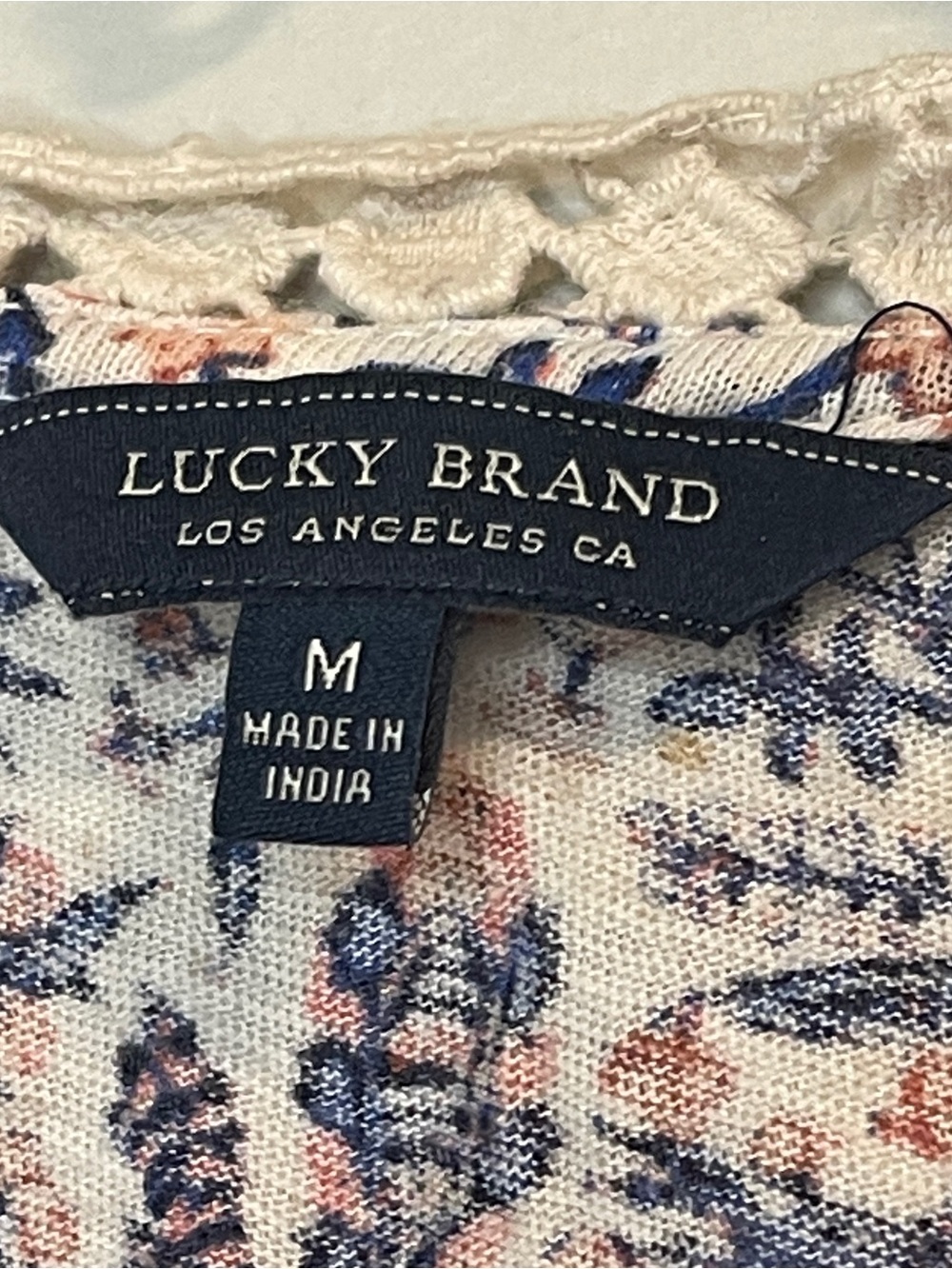 Lucky Brand Navy & Rust Floral Lace-Trim Tank - Picture 5 of 6